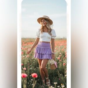 Reset. Chic Lavender Ruffled Mini Skirt